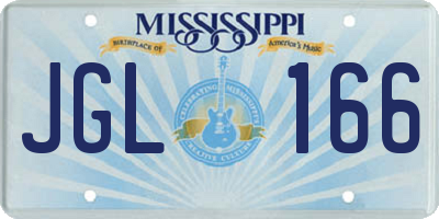 MS license plate JGL166