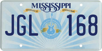 MS license plate JGL168