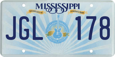 MS license plate JGL178