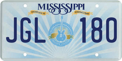 MS license plate JGL180