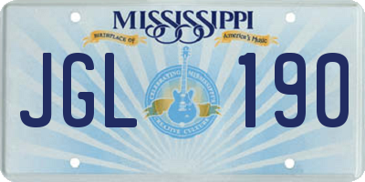 MS license plate JGL190