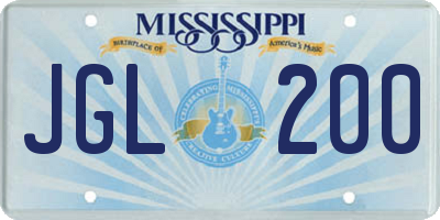 MS license plate JGL200