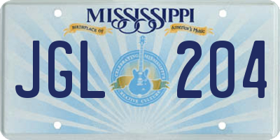 MS license plate JGL204