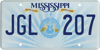 MS license plate JGL207