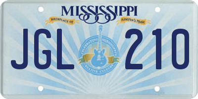 MS license plate JGL210