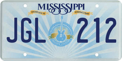 MS license plate JGL212