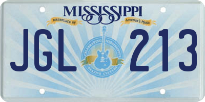 MS license plate JGL213