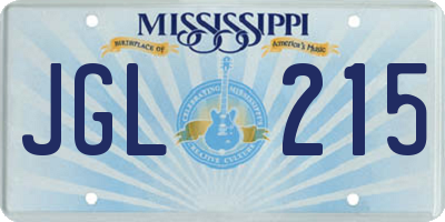 MS license plate JGL215