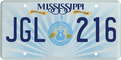 MS license plate JGL216