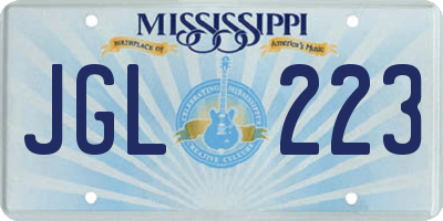MS license plate JGL223