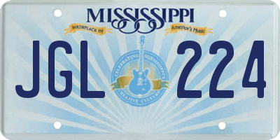 MS license plate JGL224