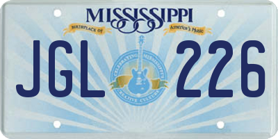 MS license plate JGL226