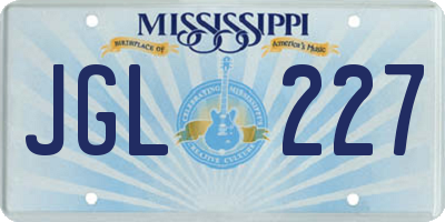 MS license plate JGL227