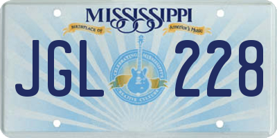 MS license plate JGL228