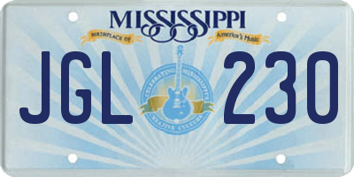 MS license plate JGL230