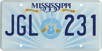 MS license plate JGL231