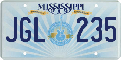 MS license plate JGL235