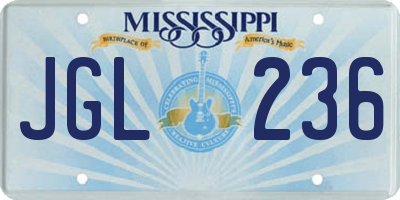 MS license plate JGL236