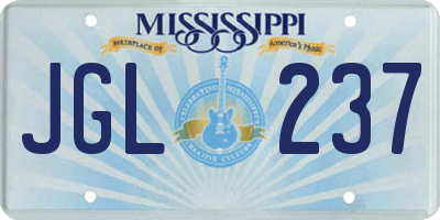 MS license plate JGL237