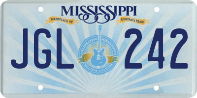 MS license plate JGL242