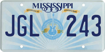 MS license plate JGL243