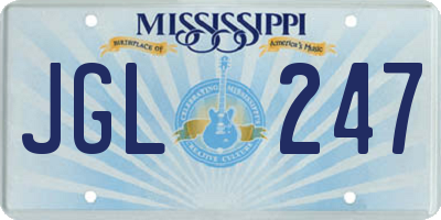 MS license plate JGL247