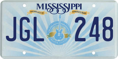 MS license plate JGL248