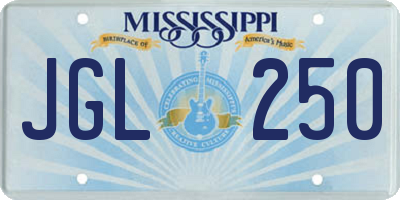 MS license plate JGL250