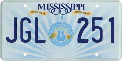 MS license plate JGL251