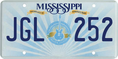 MS license plate JGL252