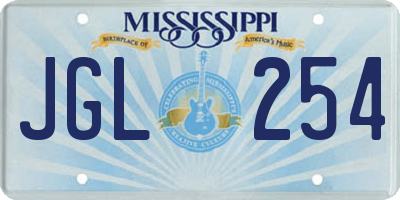MS license plate JGL254