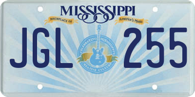 MS license plate JGL255