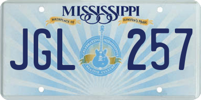 MS license plate JGL257