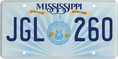 MS license plate JGL260