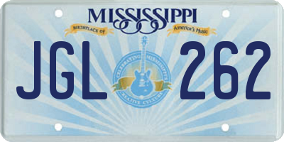 MS license plate JGL262