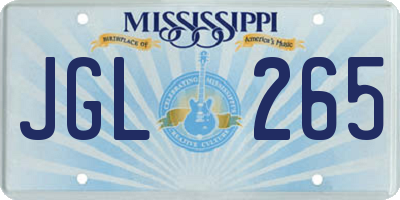 MS license plate JGL265