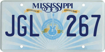 MS license plate JGL267