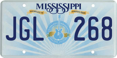 MS license plate JGL268