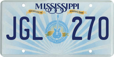 MS license plate JGL270