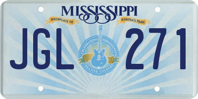 MS license plate JGL271