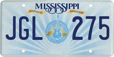 MS license plate JGL275