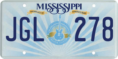 MS license plate JGL278