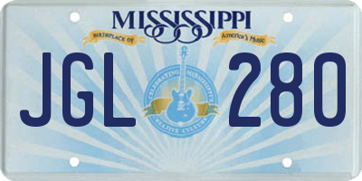 MS license plate JGL280