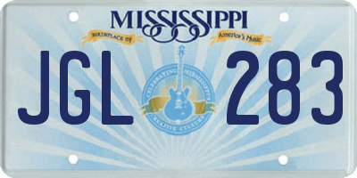 MS license plate JGL283