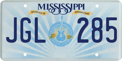 MS license plate JGL285