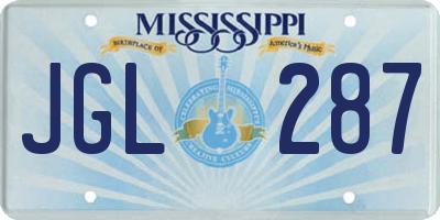 MS license plate JGL287