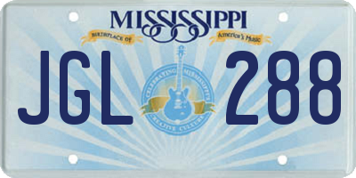 MS license plate JGL288