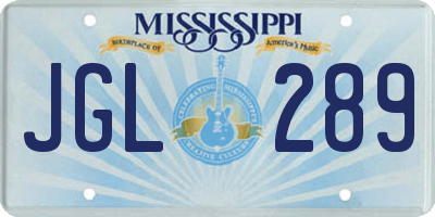 MS license plate JGL289