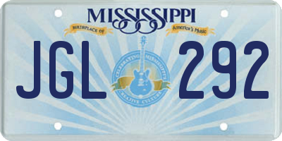 MS license plate JGL292
