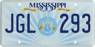 MS license plate JGL293